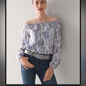 White House Black Market off the shoulder blouse day or night where Large